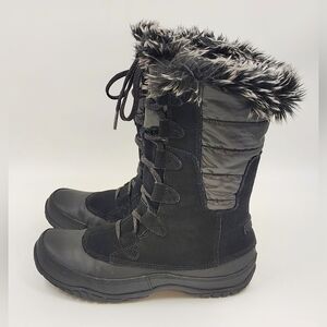 The North Face Black Winter Waterproof  Boots w/ Fur Trim Sz 8.5